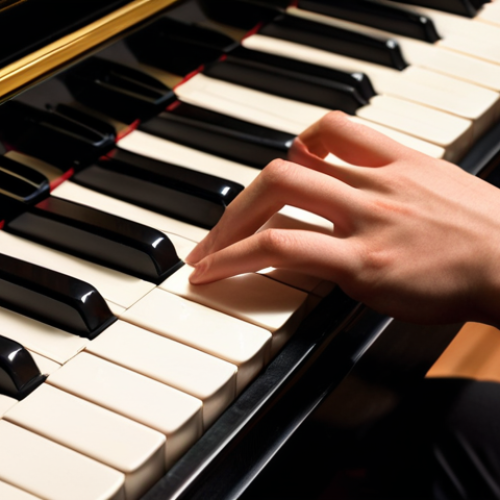 Home 14 **"A pianist's hands gracefully playing Chopin's Nocturne on a grand piano, bathed in soft, warm light. The scene evokes a feeling of intimacy and emotional depth, with a blurred background suggesting a grand concert hall."** (Focuses on Melody, Harmony, Emotion, and Nocturnes)