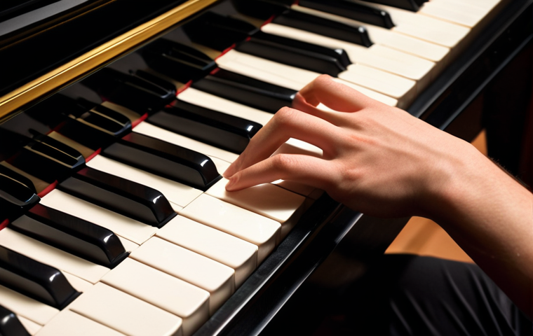 **"A pianist's hands gracefully playing Chopin's Nocturne on a grand piano, bathed in soft, warm light. The scene evokes a feeling of intimacy and emotional depth, with a blurred background suggesting a grand concert hall."** (Focuses on Melody, Harmony, Emotion, and Nocturnes)