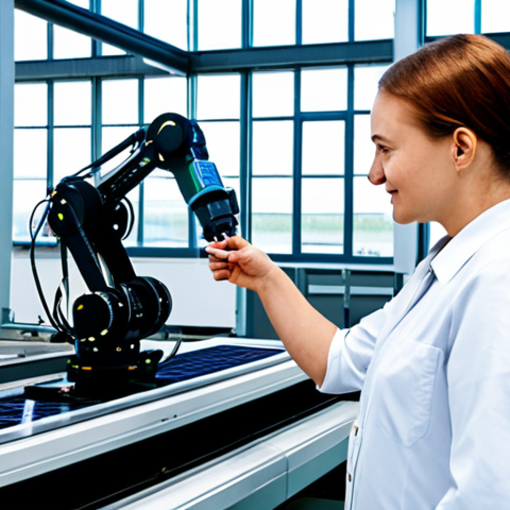 Modern Polish Industry & Innovation**

"A bustling scene inside a modern, high-tech manufacturing facility in Poland, fully clothed engineers and technicians working on advanced machinery, showcasing robotics and automation, bright lighting, clean environment, emphasizing innovation and efficiency. In the background, solar panels are visible through large windows. Safe for work, appropriate content, professional, perfect anatomy, correct proportions, natural pose, well-formed hands, proper finger count, natural body proportions, fully clothed, modest clothing, professional dress, high quality."

**