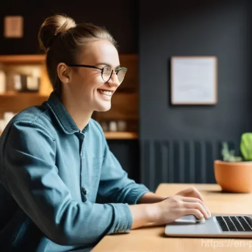 폴란드어 온라인 강의 - **Prompt:** A young adult (18-25), dressed in casual, comfortable clothing, actively participates in...